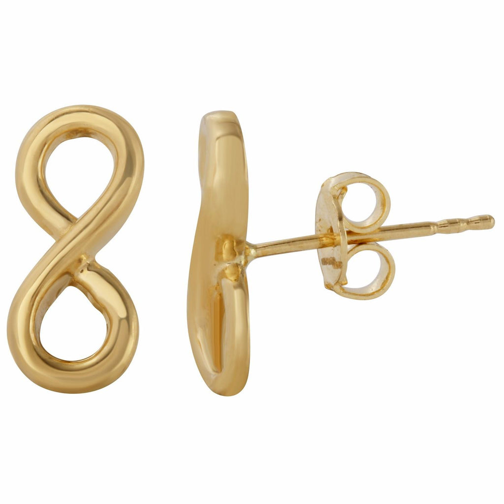 14k Yellow Gold Infinity Symbol Stud Earrings