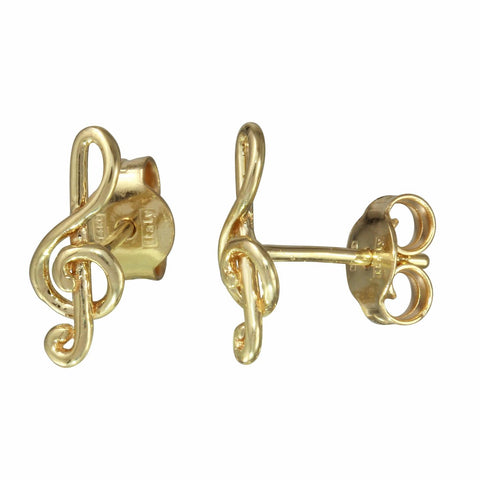 14k Italian Yellow Gold Treble Clef Earrings