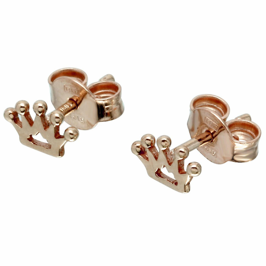 14k Italian Rose Gold Crown Earrings