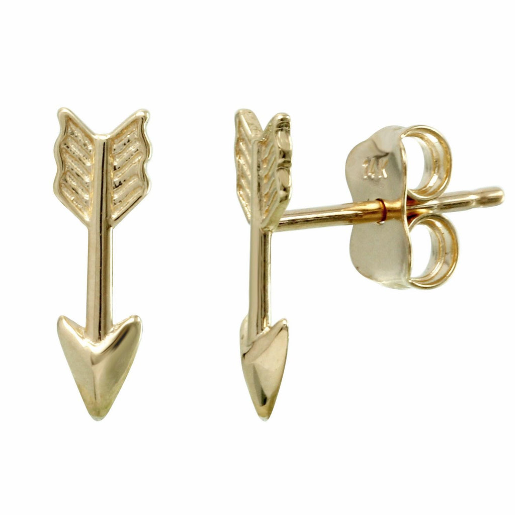 14k Yellow Gold Arrow Stud Earrings