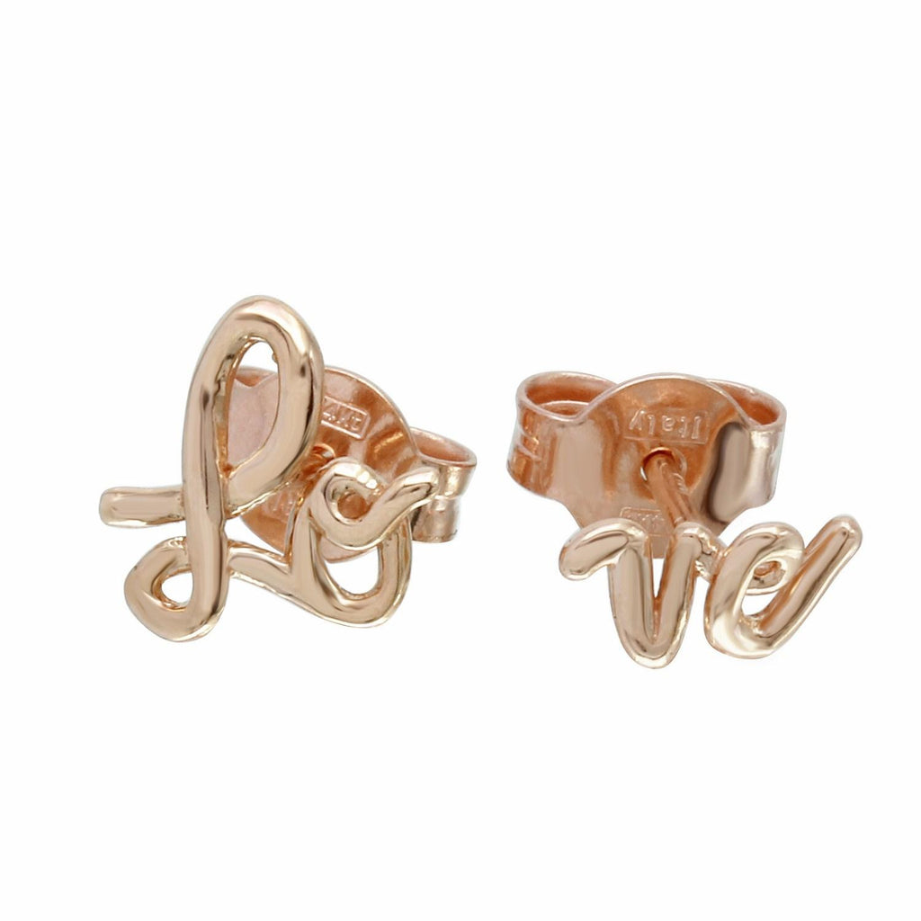 14k Italian Rose Gold "love" Earrings