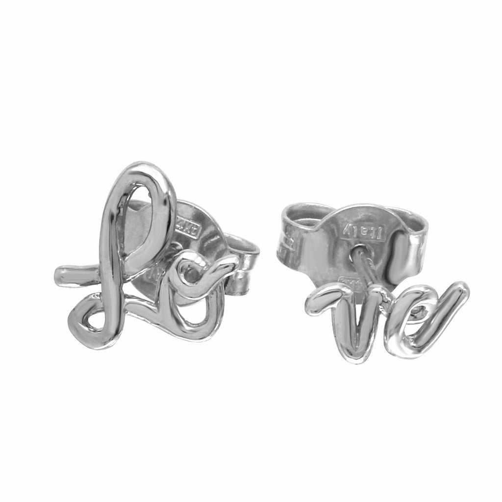 14k Italian White Gold "love" Earrings