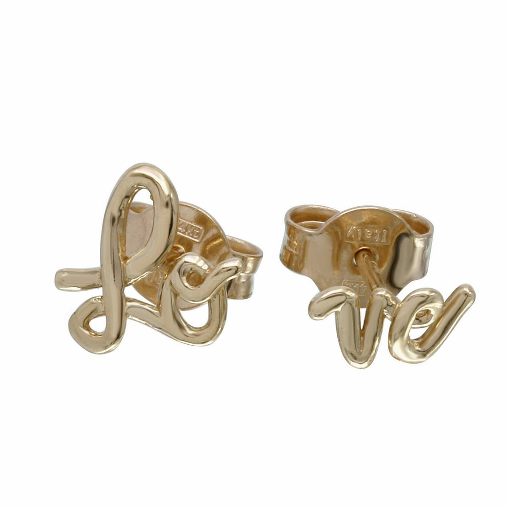 14k Italian Yellow Gold "love" Earrings