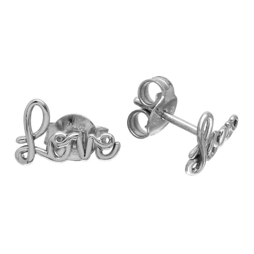 14k Italian White Gold "love" Earrings