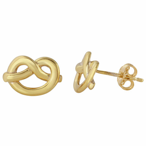 14k Italian Yellow Gold Pretzel Stud Earrings