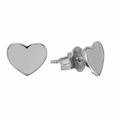 14k Italian White Gold Heart Earrings