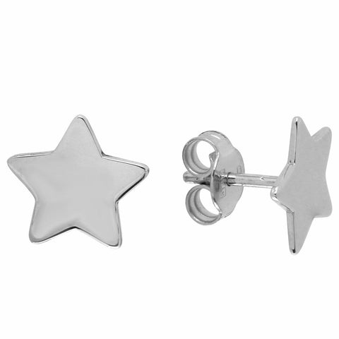 14k Italian White Gold Star Earrings