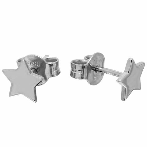 14k Italian White Gold Star Earrings