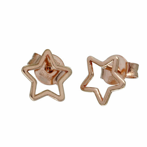 14k Italian Rose Gold Hollow Star Earrings