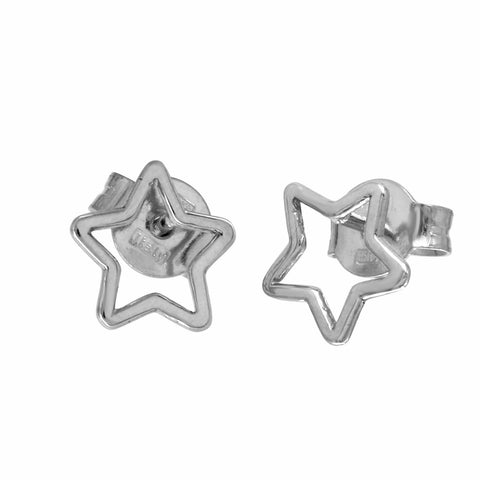 14k Italian White Gold Hollow Star Earrings