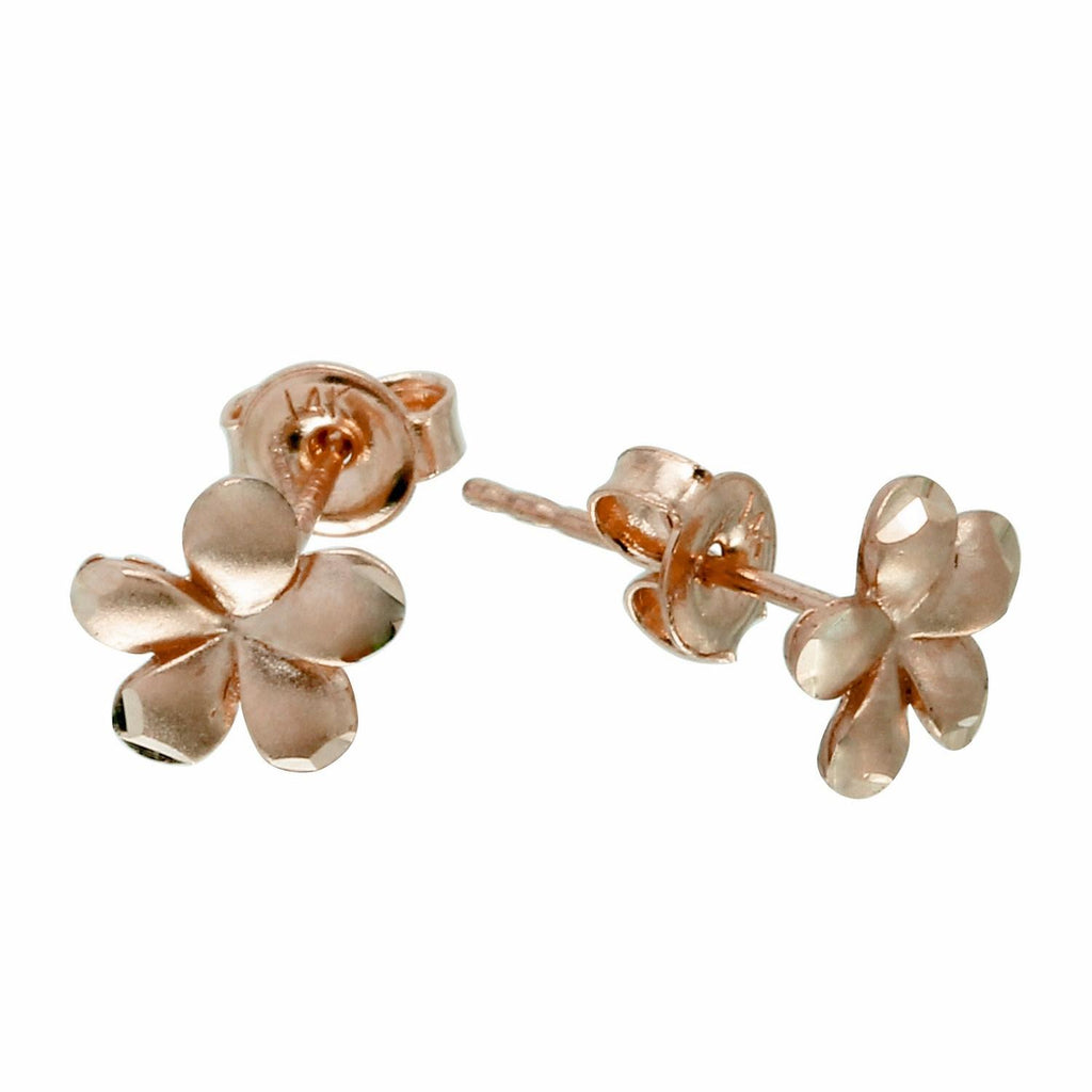 14k Rose Gold Satin Flower Earrings