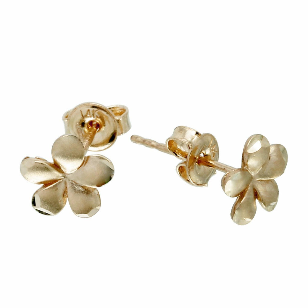 14k Yellow Gold Satin Flower Earrings