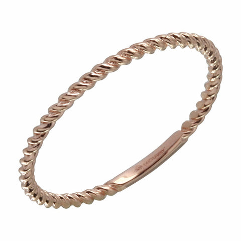 14k Rose Gold Rope Stackable Ring, size: 7