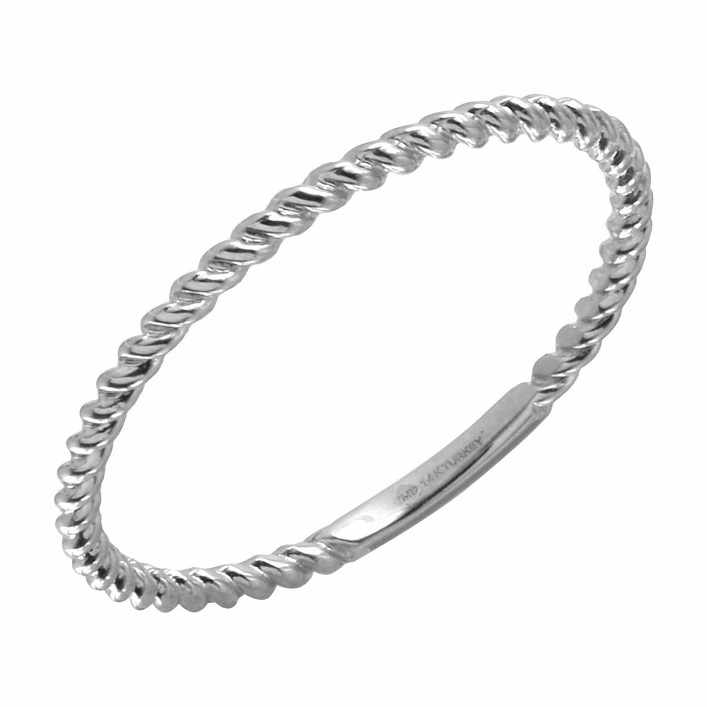 14k White Gold Rope Stackable Ring, size: 7