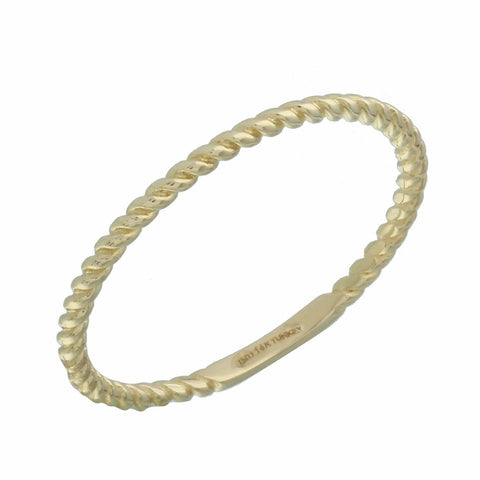 14k Yellow Gold Rope Stackable Ring, size: 7