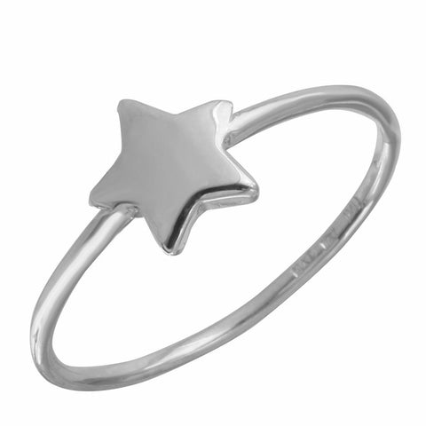 14k Italian White Gold Star Ring, <b>size: 7</b>