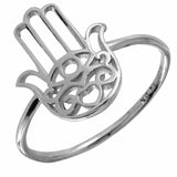 14k Italian White Gold Hamsa Ring, <b>size: 7</b>