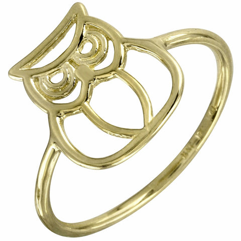 14k Italian Yellow Gold Owl Ring, <b>size: 7</b>