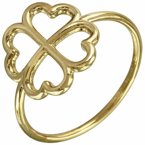 14k Italian Yellow Gold Clover Leaf Ring, <b>size: 7</b>