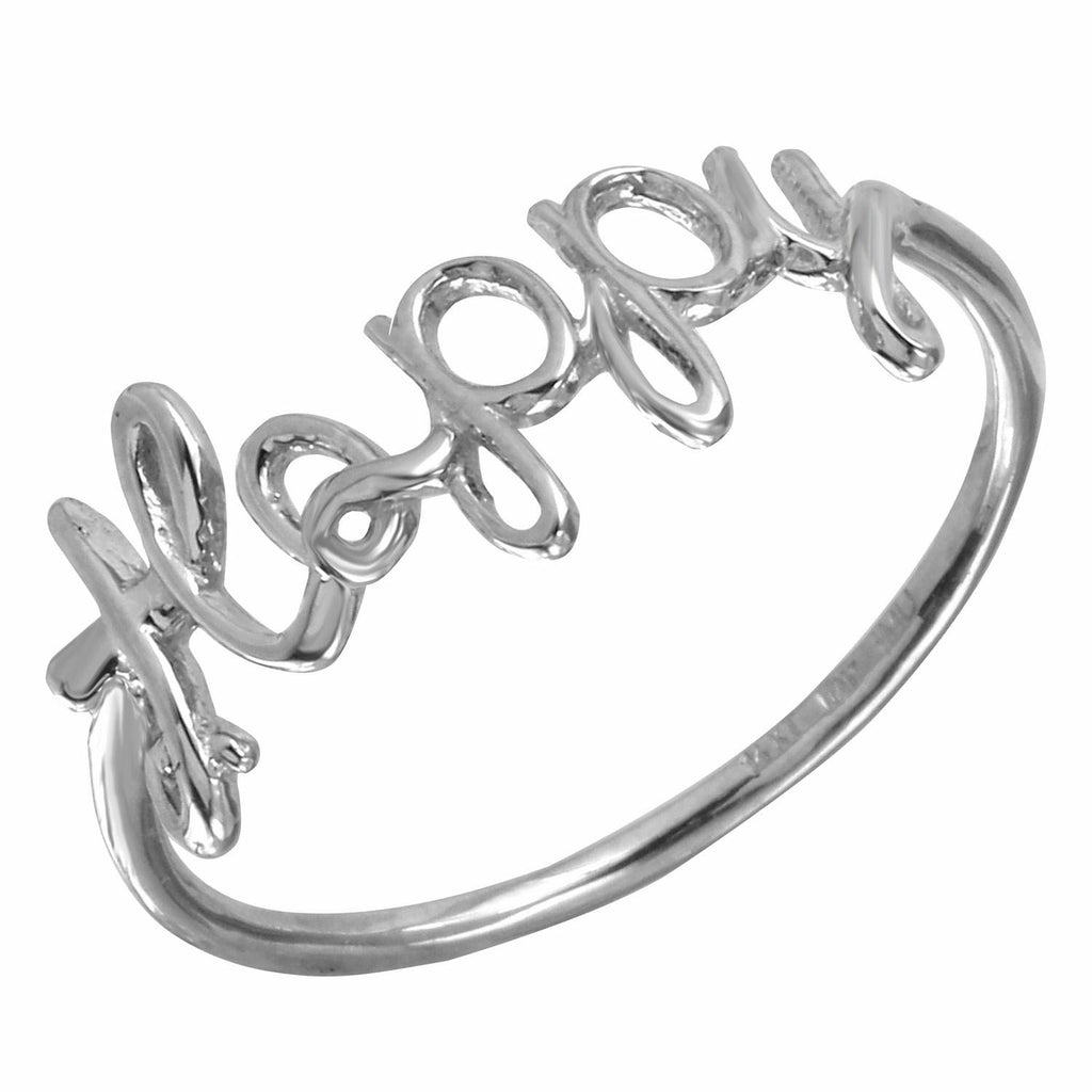 14k Italian White Gold "happy" Ring, <b>size: 7</b>