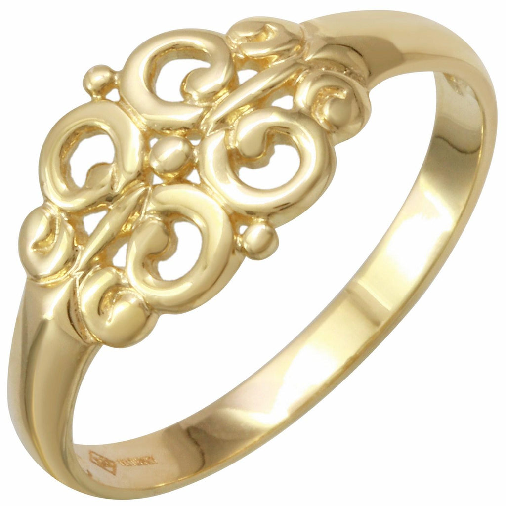 14k Yellow Gold Filigree Ring, size: 7