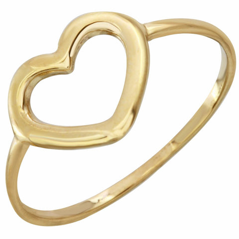 14k Italian Yellow Gold Heart Ring, size: 7