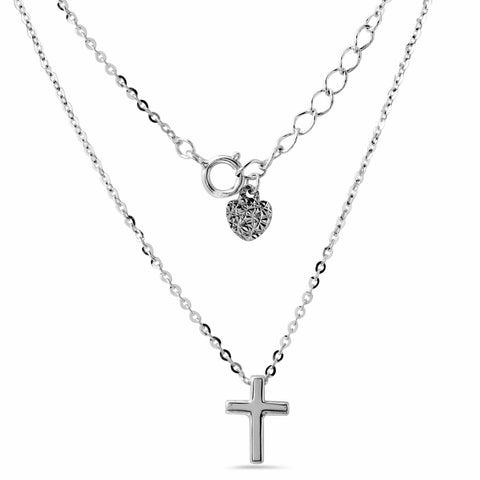 14k White Gold Cross Necklace,size: 18"