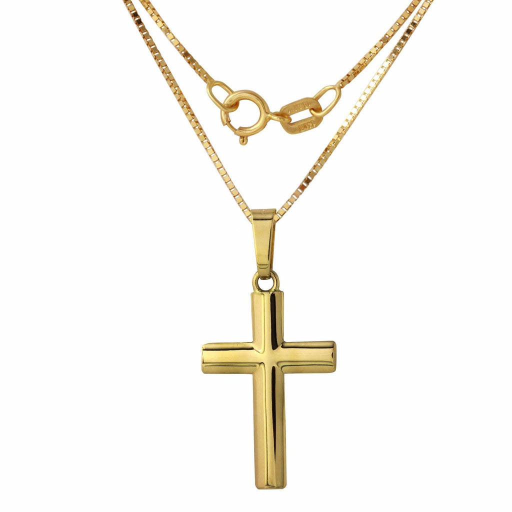 14k Yellow Gold Cross Pendant,size: 18"